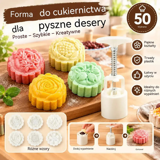 😍 Tylko 89 zł!🌸 Praska do Ciastek z 4 Wymiennymi Wzorkami ✨ – Zestaw do Nadziewanych Wypieków