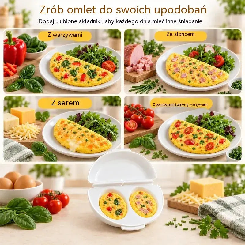 Tylko 99 zł!🍳 Omlet w Kilka Minut! Forma do Mikrofalówki 🥚 | 2 Komory · Bez Oleju