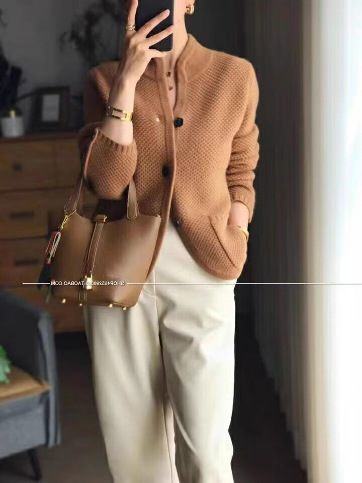 💖 Ciepły Kaszmirowy Kardigan Damski S–2XL | Francuski Styl Retro ✨ Miękki, Elegancki i Idealny na Jesień i Zimę