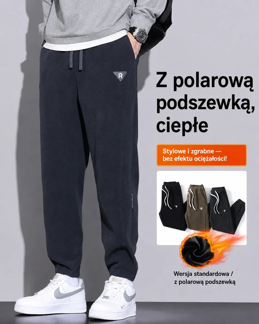 🔥【M-5XL】👖 Męskie zimne spodnie z grubą polarową podszewką, ciepłe i wygodne spodnie codzienne dla mężczyzn