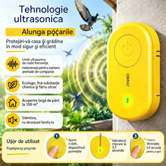 🐦【Cumpărați 1 obțineți 1 gratuit】Repelent cu ultrasunete portabil pentru păsări | Repelent automat pentru porumbei, perfect pentru balcoane, grădini și exterior