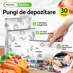 🥩【30 buc/60 buc】Pungile din folie de aluminiu alimentară cu fermoare oferă o conservare excelentă și sunt potrivite pentru utilizarea în frigiderele de uz casnic.