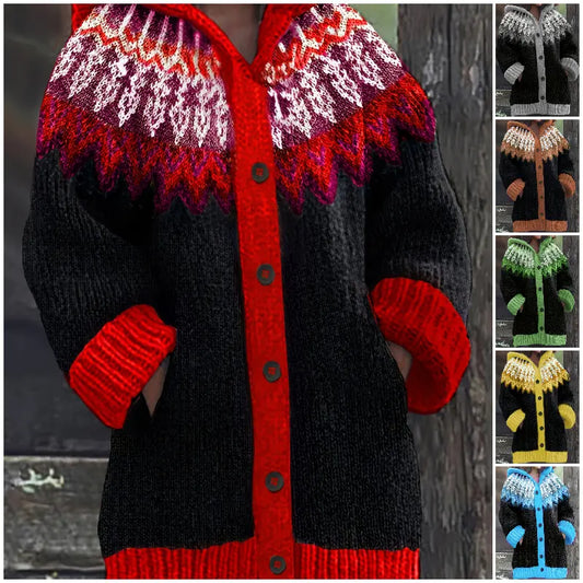 【S~5XL】✨Elegancka, kolorowa kurtka z kapturem w stylu retro