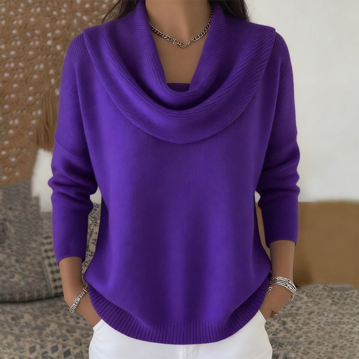 🔥 Sweter damski S–3XL | Jesień/Zima 2026 🍂 Elegancki dekolt, długi rękaw ✨ Jednolity kolor