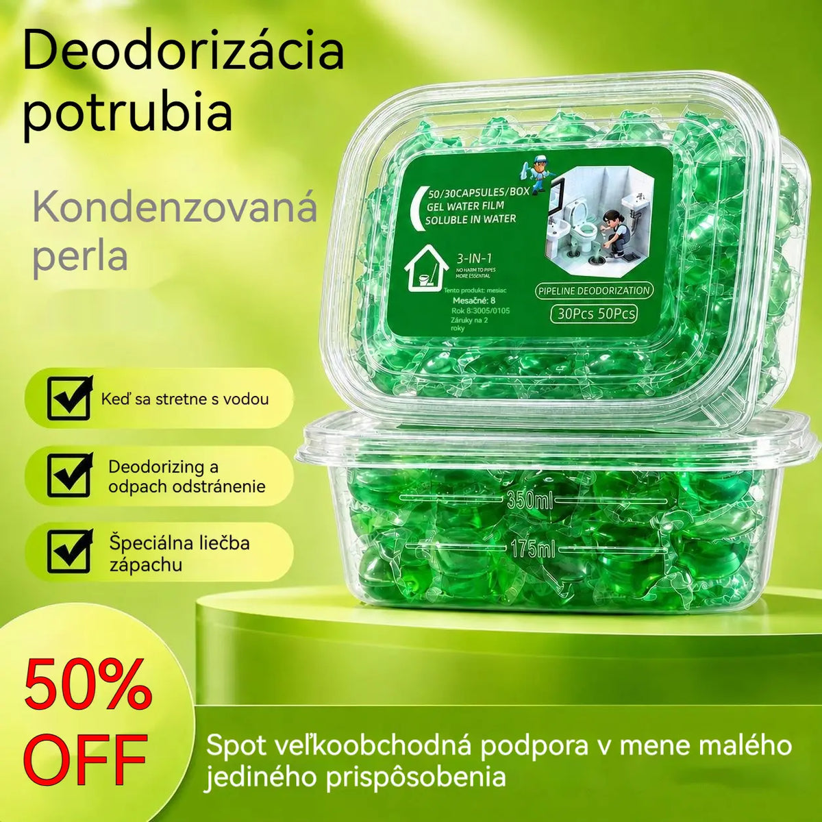 🔥 Kup 1, drugi GRATIS! 2 opakowania / 100 kapsułek za 99 zł 💧 Koniec z brzydkim zapachem z odpływu! Rozpuszczalne kapsułki czyszczące 🚿✨