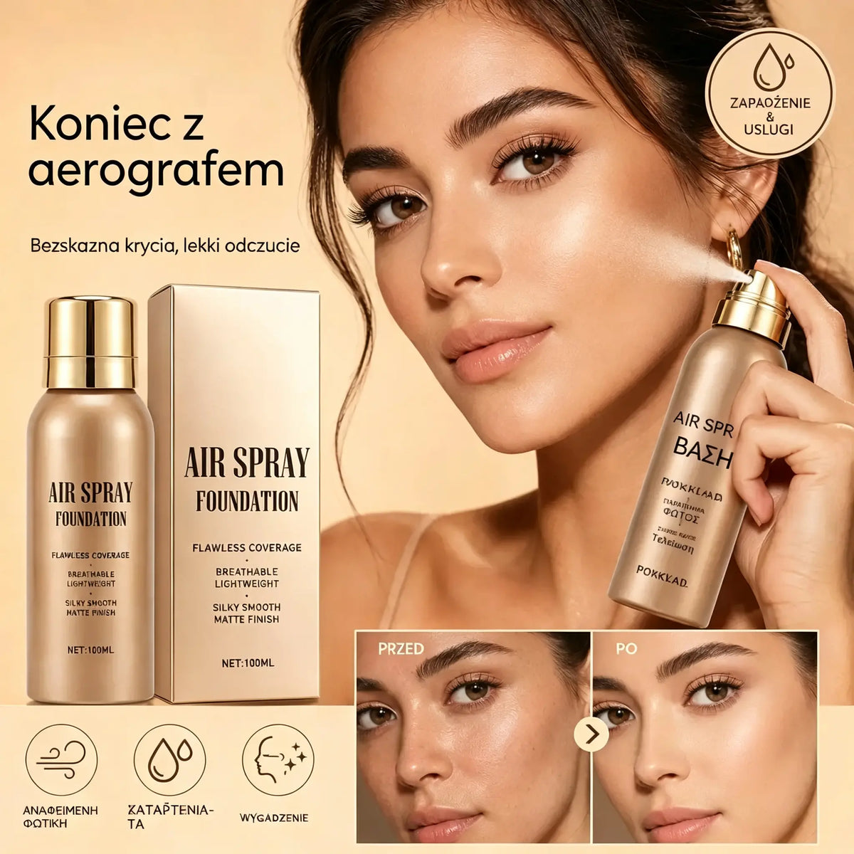 💄 Podkład w sprayu ✨ Mocne krycie, lekki efekt, wodoodporny i odporny na pot 💖 Naturalna cera bez efektu maski!