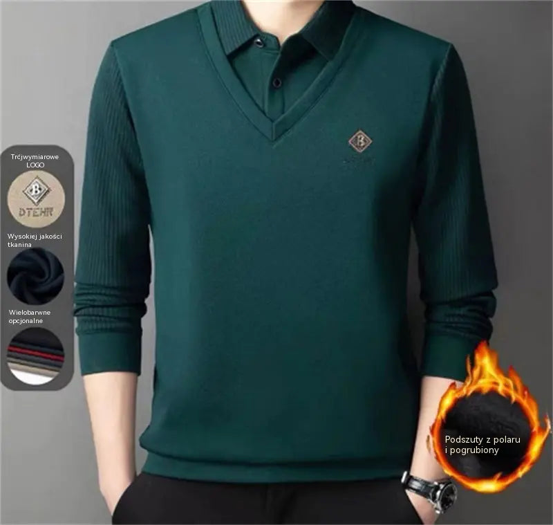 🔥 Zimowa koszulka polo dla mężczyzn 👔 Ciepła podszewka z polaru | M–4XL | Komfort bez uczucia ciężkości