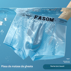 【6 bucată】Boxeri bărbătești din material Air Mesh Ice Silk. Elastic, confortabil și respirabil.