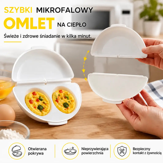 Tylko 99 zł!🍳 Omlet w Kilka Minut! Forma do Mikrofalówki 🥚 | 2 Komory · Bez Oleju