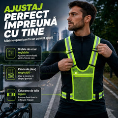 【🔥2 bucăți】Vestă reflectorizantă de înaltă vizibilitate, reglabilă, cu buzunare, echipament de alergare sigur.
