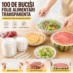 【200 bucăți】Folie transparentă de unică folosință, ideală pentru recipiente și alimente. Se potrivește perfect, oferă o etanșare bună și este ușor de utilizat.