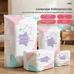 🧳【Set de 5 piese】💨 Geantă mare, compresibilă, în vid: nu necesită pompă, etanșă și ideală pentru economisirea spațiului în valize și acasă ✈️