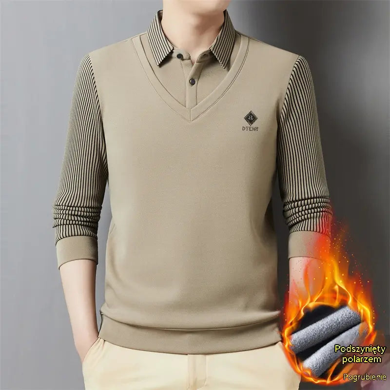 🔥 Zimowa koszulka polo dla mężczyzn 👔 Ciepła podszewka z polaru | M–4XL | Komfort bez uczucia ciężkości