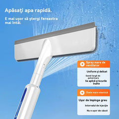 🧼✨【Model cu pulverizare de apă】Dispozitiv de curățat geamuri 2 în 1 cu mâner retractabil, ideal pentru curățarea geamurilor din clădirile înalte. 🎁【 Include 3 lavete de curățare + 1 lavetă de curățare】