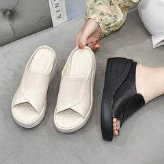 🔥👡 Sandale elegante din piele naturală pentru femei, cu platformă și talpă moale