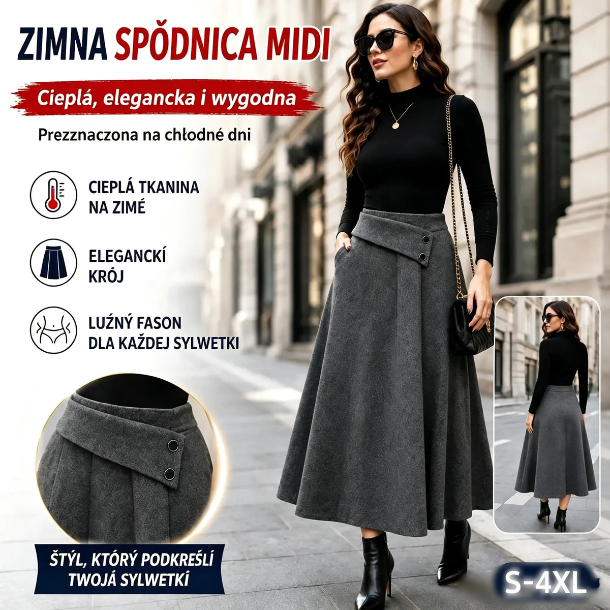 ⏳ Ostatni dzień – 50% zniżki 🎀【S–4XL】Damska jesienna/zimowa spódnica midi
