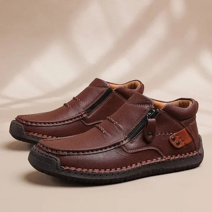 👣 Męskie skórzane buty wsuwane 38–48 | Szeroki nosek + wsparcie łuku stopy ✅ Wygoda bez ucisku