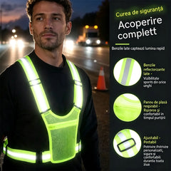 【🔥2 bucăți】Vestă reflectorizantă de înaltă vizibilitate, reglabilă, cu buzunare, echipament de alergare sigur.