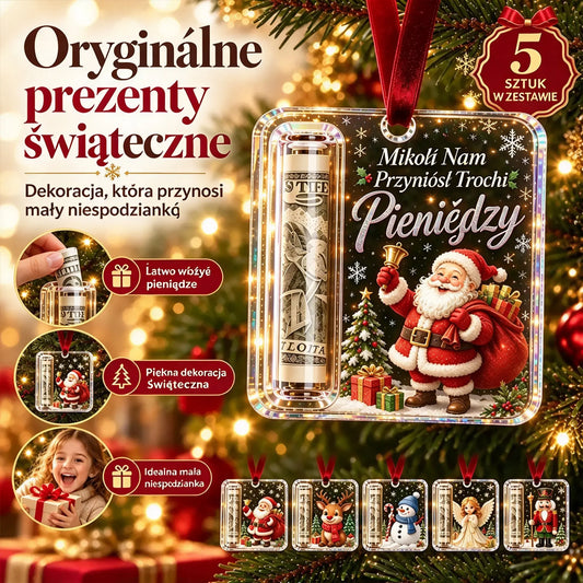 🎄 Bombki na Pieniądze – Zestaw 5 Sztuk 💵🎁 Oryginalny Prezent Świąteczny, Który Zaskoczy Bliskich! ✨