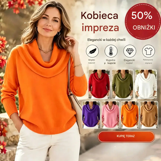 🔥 Sweter damski S–3XL | Jesień/Zima 2026 🍂 Elegancki dekolt, długi rękaw ✨ Jednolity kolor