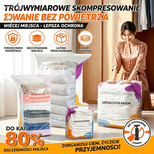 🍂 Sezonowa wyprzedaż! 4 worki próżniowe w różnych rozmiarach za tylko 109 zł 🔥 Bez pompki – zyskaj do 80% więcej miejsca w szafie! 👕
