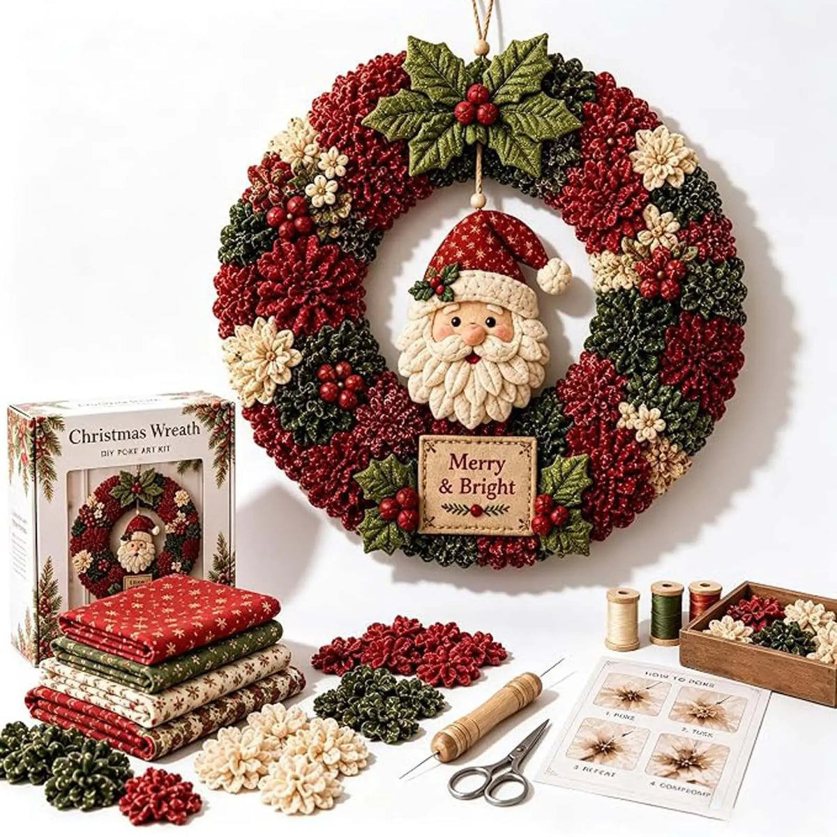 ⏰ OSTATNI DZIEŃ: -50%! 🎄✨ Zrób piękny wieniec świąteczny bez doświadczenia ❤️ Kompletny zestaw DIY + instrukcja krok po kroku!