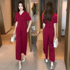 🌸【Tricou + pantaloni largi】Set modern retro din material mătase rece—— răcoros, elegant și super confortabil ✨