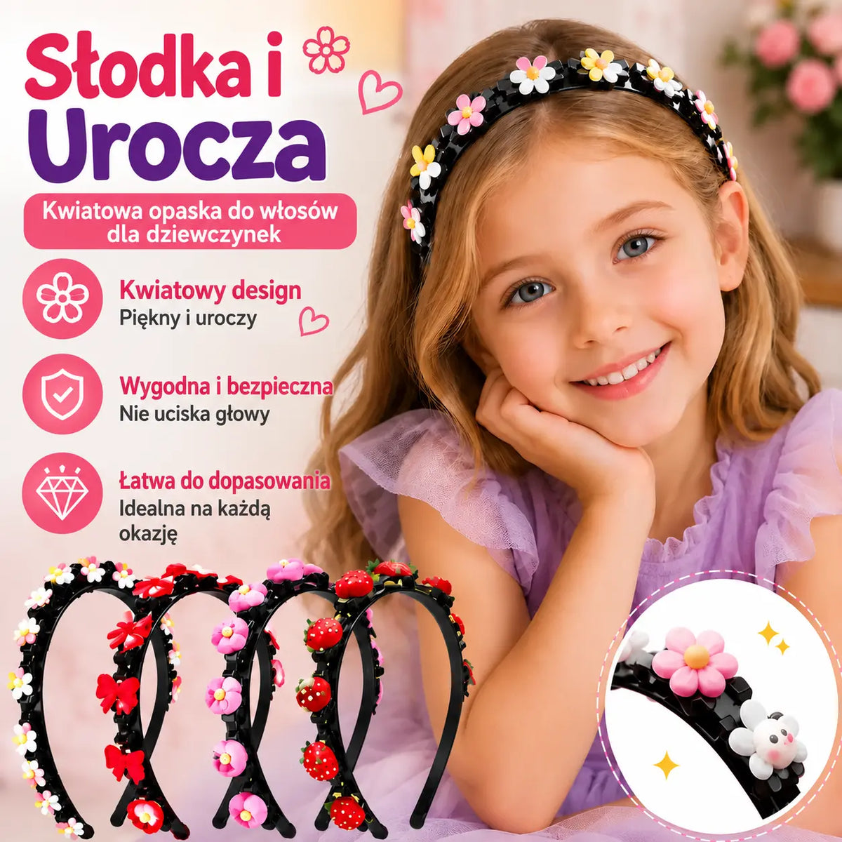 👑【🔥5 sztuka 99 zł】Patyczki, spinacze i plecione wstążki dla dziewczynek