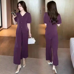 🌸【Tricou + pantaloni largi】Set modern retro din material mătase rece—— răcoros, elegant și super confortabil ✨