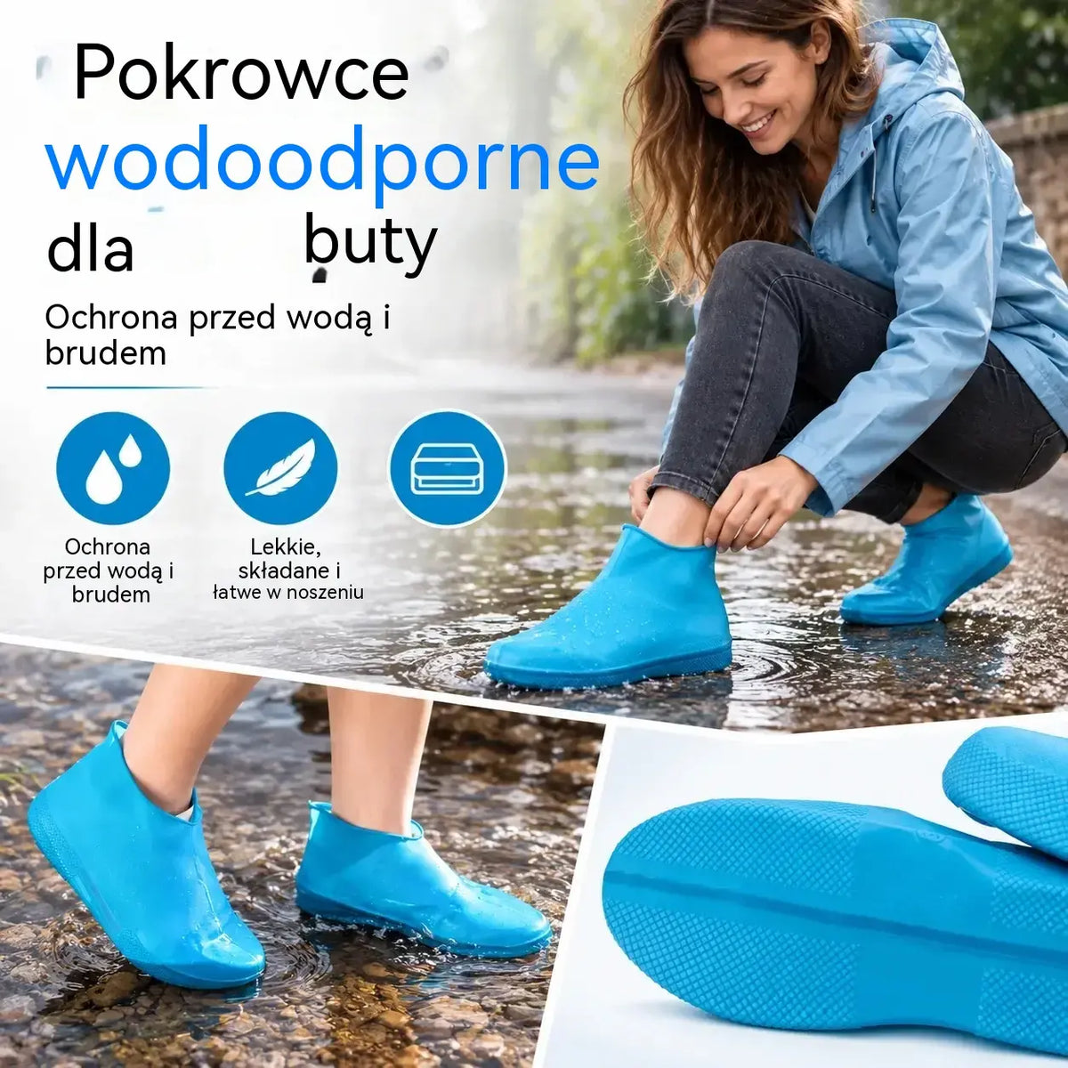 🥾💦 3 pary wytrzymałych gumowych ochraniaczy na buty | Ochrona przed wodą, błotem i zabrudzeniami