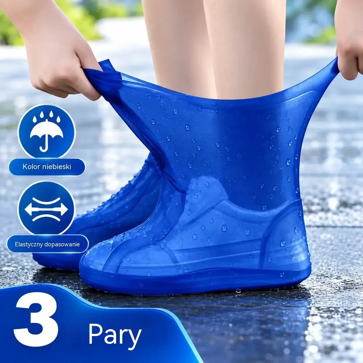 🥾💦 3 pary wytrzymałych gumowych ochraniaczy na buty | Ochrona przed wodą, błotem i zabrudzeniami