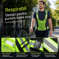 【🔥2 bucăți】Vestă reflectorizantă de înaltă vizibilitate, reglabilă, cu buzunare, echipament de alergare sigur.