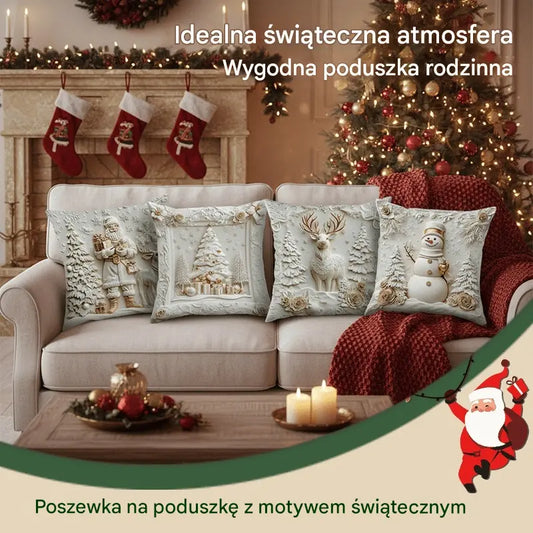 【Zestaw 4 elementów】🎅Wyprzedaż świąteczna 49% TANIEJ🎄Poszewka na poduszkę z motywem świątecznym