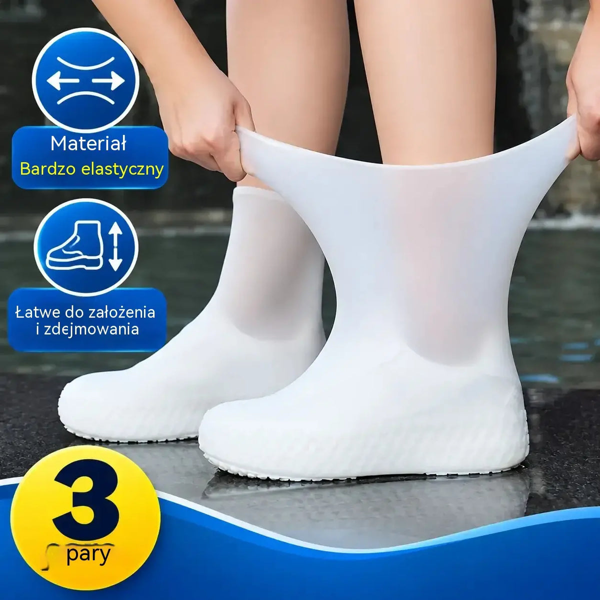 🥾💦 3 pary wytrzymałych gumowych ochraniaczy na buty | Ochrona przed wodą, błotem i zabrudzeniami