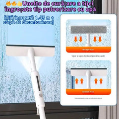 🧼✨【Model cu pulverizare de apă】Dispozitiv de curățat geamuri 2 în 1 cu mâner retractabil, ideal pentru curățarea geamurilor din clădirile înalte. 🎁【 Include 3 lavete de curățare + 1 lavetă de curățare】