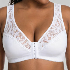 💖Cel mai mic preț de până acum! 【Set 3 piese】【Mărimi L-4XL】😍🩲 Sutien push-up mărime plus: dantelă rafinată, design push-up, cu cupe și închidere frontală.