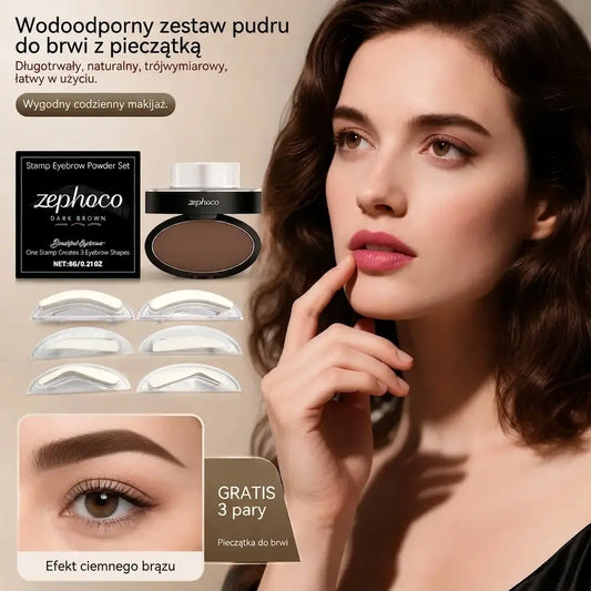 💖 Zestaw do Stylizacji Brwi z Pudrem i 3 Parami Szablonów ✨ Idealnie Równe Brwi w Kilka Sekund