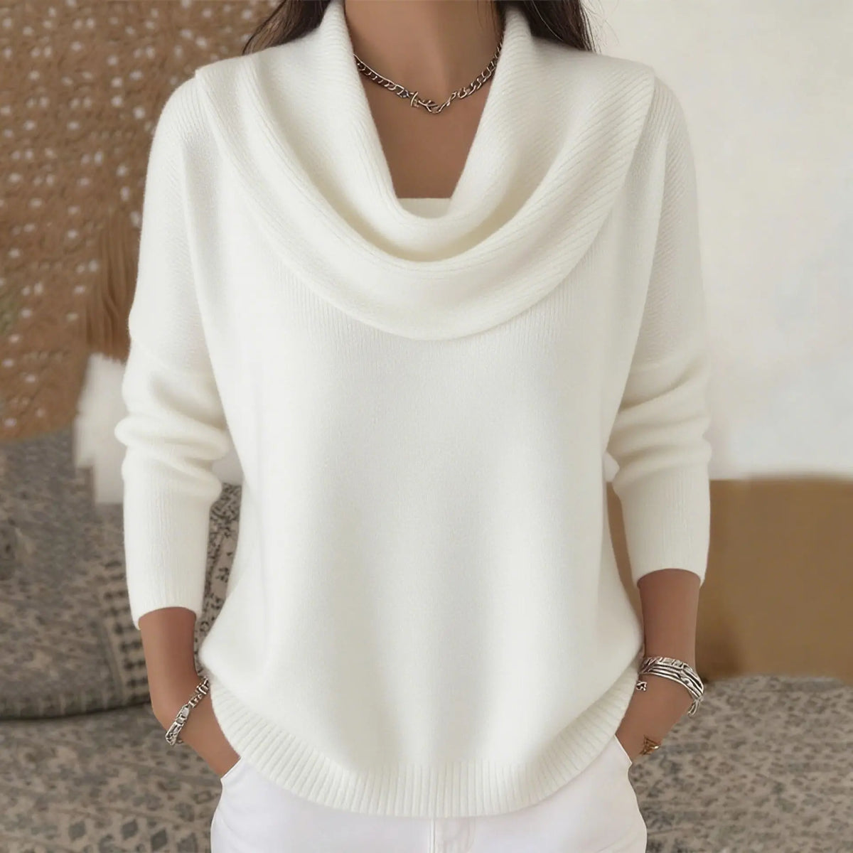 🔥 Sweter damski S–3XL | Jesień/Zima 2026 🍂 Elegancki dekolt, długi rękaw ✨ Jednolity kolor
