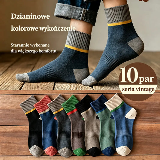 😍🧦 【10 par 】 Ciepłe wełniane skarpetki antybakteryjne i dezodorujące na jesień i zimę