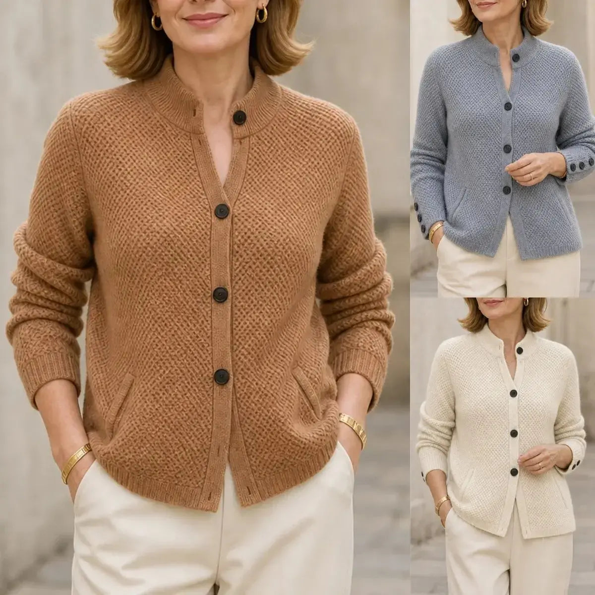 💖 Ciepły Kaszmirowy Kardigan Damski S–2XL | Francuski Styl Retro ✨ Miękki, Elegancki i Idealny na Jesień i Zimę