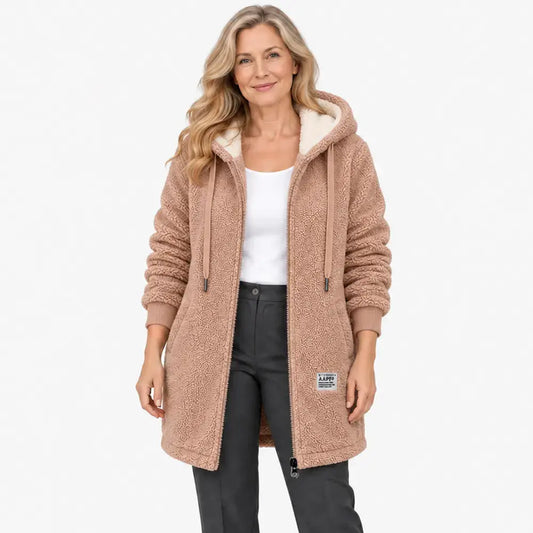 ✨【M-3XL / 4 kolory】Gruba bluza typu sherpa średniej długości z podszewką z polaru / Jesienno-zimowa kurtka rozpinana z haftowanym napisem