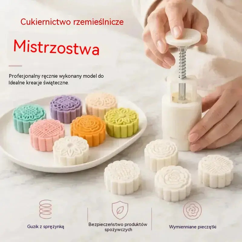 😍 Tylko 89 zł!🌸 Praska do Ciastek z 4 Wymiennymi Wzorkami ✨ – Zestaw do Nadziewanych Wypieków