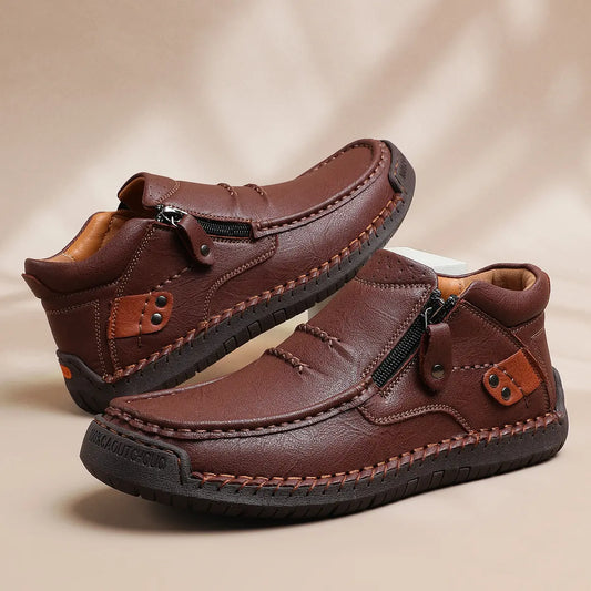 👣 Męskie skórzane buty wsuwane 38–48 | Szeroki nosek + wsparcie łuku stopy ✅ Wygoda bez ucisku