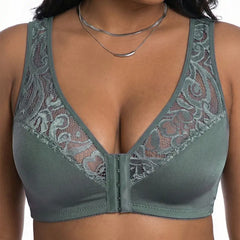 💖Cel mai mic preț de până acum! 【Set 3 piese】【Mărimi L-4XL】😍🩲 Sutien push-up mărime plus: dantelă rafinată, design push-up, cu cupe și închidere frontală.