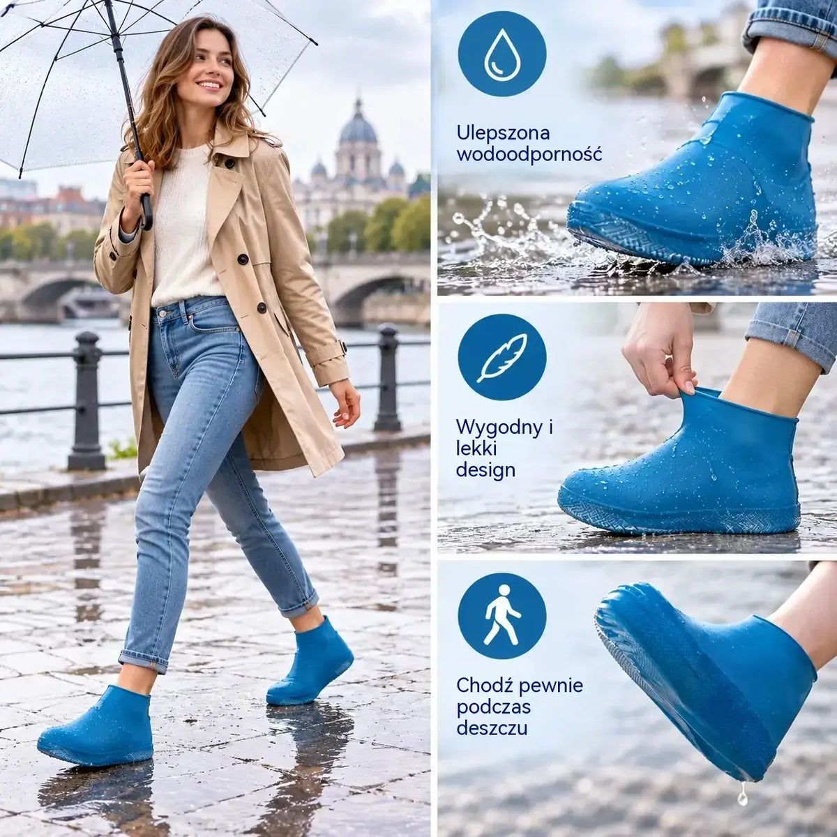 🥾💦 3 pary wytrzymałych gumowych ochraniaczy na buty | Ochrona przed wodą, błotem i zabrudzeniami