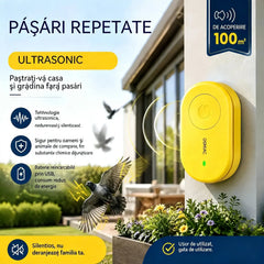🐦【Cumpărați 1 obțineți 1 gratuit】Repelent cu ultrasunete portabil pentru păsări | Repelent automat pentru porumbei, perfect pentru balcoane, grădini și exterior