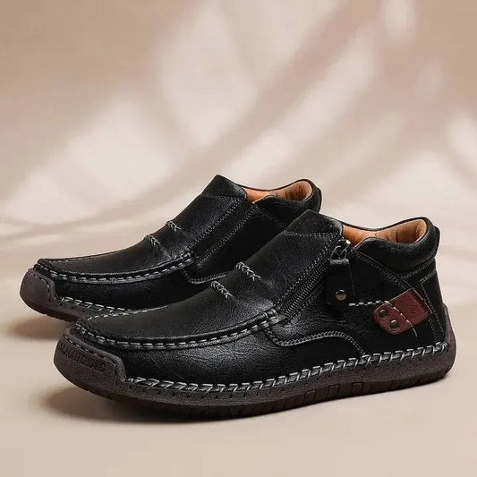 👣 Męskie skórzane buty wsuwane 38–48 | Szeroki nosek + wsparcie łuku stopy ✅ Wygoda bez ucisku
