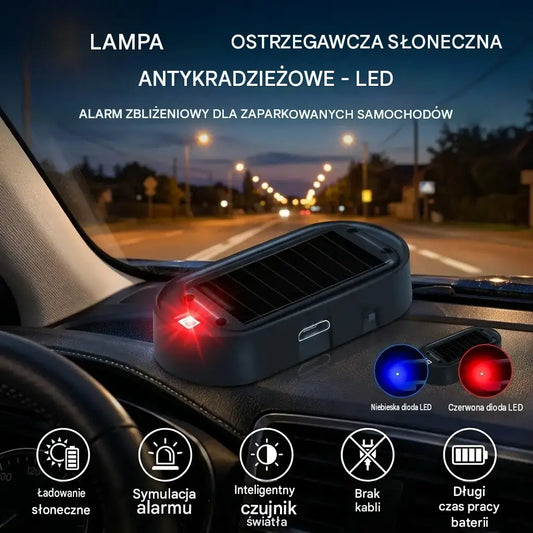 🚗1 sztuka 89 zł 🎁💥 Kompaktowa lampka ostrzegawcza LED przeciw kradzieży, zasilana energią słoneczną
