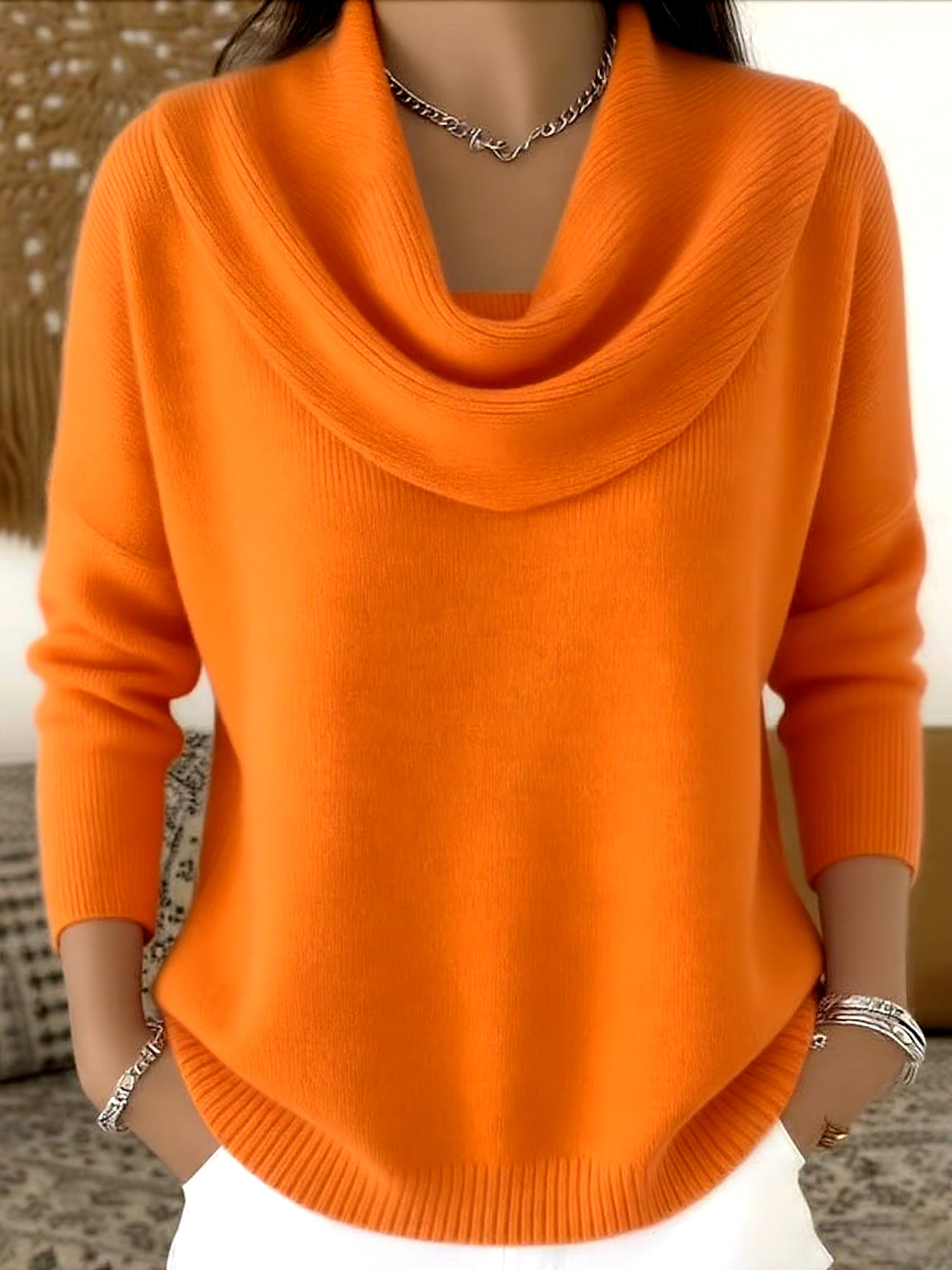 🔥 Sweter damski S–3XL | Jesień/Zima 2026 🍂 Elegancki dekolt, długi rękaw ✨ Jednolity kolor