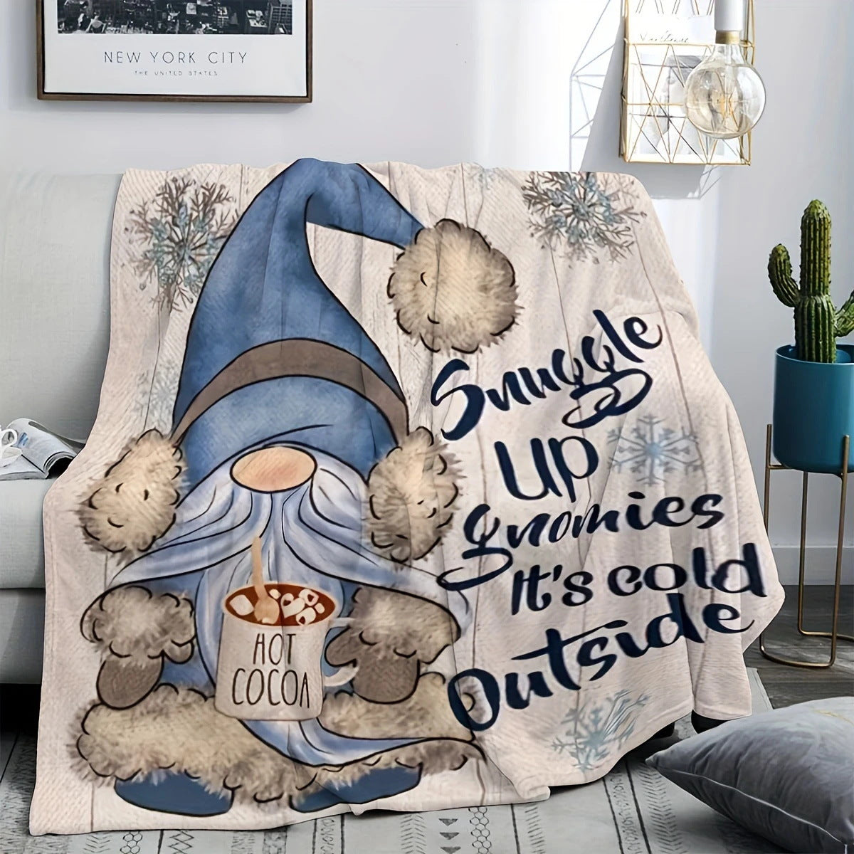 🔥 Flanela w kratę z artystycznym nadrukiem – miękka, ciepła i przyjemna w dotyku 【70 × 100 cm】